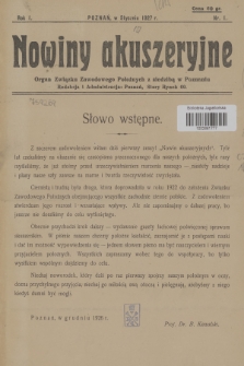 Nowiny Akuszeryjne : organ Związku Zawodowego Położnych z siedzibą w Poznaniu. R.1, 1927, nr 1