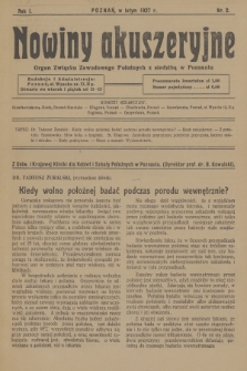 Nowiny Akuszeryjne : organ Związku Zawodowego Położnych z siedzibą w Poznaniu. R.1, 1927, nr 2