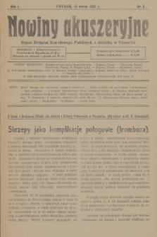 Nowiny Akuszeryjne : organ Związku Zawodowego Położnych z siedzibą w Poznaniu. R.1, 1927, nr 3