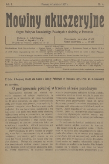 Nowiny Akuszeryjne : organ Związku Zawodowego Położnych z siedzibą w Poznaniu. R.1, 1927, nr 4