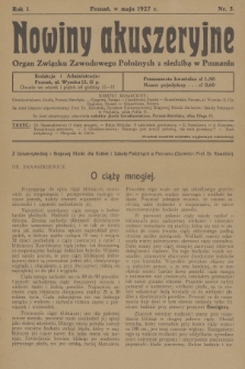 Nowiny Akuszeryjne : organ Związku Zawodowego Położnych z siedzibą w Poznaniu. R.1, 1927, nr 5