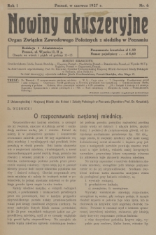 Nowiny Akuszeryjne : organ Związku Zawodowego Położnych z siedzibą w Poznaniu. R.1, 1927, nr 6