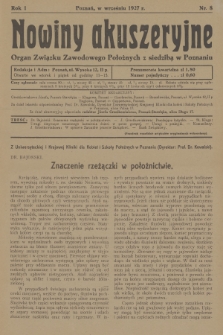 Nowiny Akuszeryjne : organ Związku Zawodowego Położnych z siedzibą w Poznaniu. R.1, 1927, nr 8