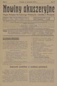 Nowiny Akuszeryjne : organ Związku Zawodowego Położnych z siedzibą w Poznaniu. R.1, 1927, nr 9