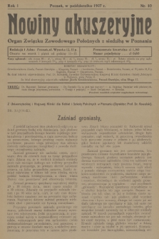 Nowiny Akuszeryjne : organ Związku Zawodowego Położnych z siedzibą w Poznaniu. R.1, 1927, nr 10
