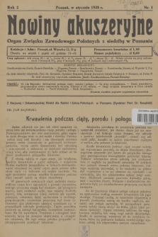 Nowiny Akuszeryjne : organ Związku Zawodowego Położnych z siedzibą w Poznaniu. R.2, 1928, nr 1