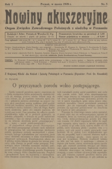 Nowiny Akuszeryjne : organ Związku Zawodowego Położnych z siedzibą w Poznaniu. R.2, 1928, nr 3