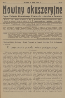 Nowiny Akuszeryjne : organ Związku Zawodowego Położnych z siedzibą w Poznaniu. R.2, 1928, nr 5