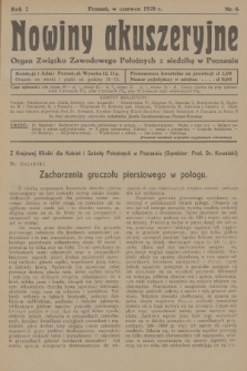 Nowiny Akuszeryjne : organ Związku Zawodowego Położnych z siedzibą w Poznaniu. R.2, 1928, nr 6