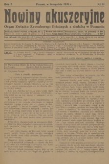 Nowiny Akuszeryjne : organ Związku Zawodowego Położnych z siedzibą w Poznaniu. R.2, 1928, nr 11