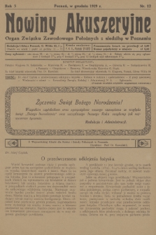Nowiny Akuszeryjne : organ Związku Zawodowego Położnych z siedzibą w Poznaniu. R.2, 1929, nr 12