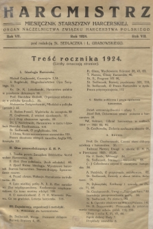 Harcmistrz : miesięcznik Starszyzny Harcerskiej : Organ Naczelnictwa Związku Harcerstwa Polskiego. R.7, 1924, Treść rocznika 1924