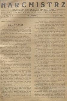Harcmistrz : miesięcznik Starszyzny Harcerskiej : Organ Naczelnictwa Związku Harcerstwa Polskiego. R.7, 1924, № 1