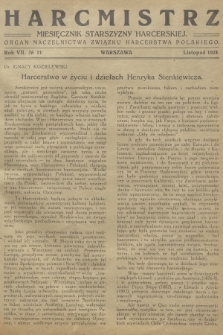 Harcmistrz : miesięcznik Starszyzny Harcerskiej : Organ Naczelnictwa Związku Harcerstwa Polskiego. R.7, 1924, № 11
