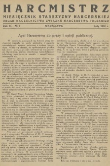 Harcmistrz : miesięcznik Starszyzny Harcerskiej : Organ Naczelnictwa Związku Harcerstwa Polskiego. R.13, 1930, № 2
