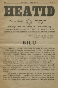 Heatid = Przyszłość : miesięcznik młodzieży żydowskiej. R.1, 1913, nr 2