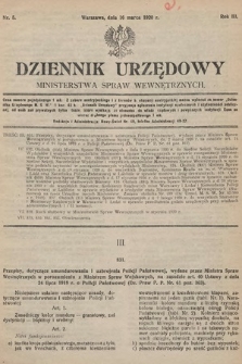 Dziennik Urzędowy Ministerstwa Spraw Wewnętrznych. 1920, nr 5