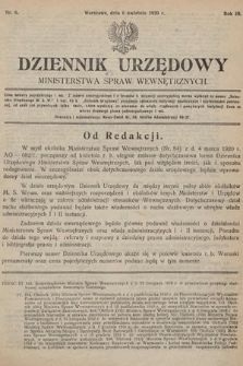 Dziennik Urzędowy Ministerstwa Spraw Wewnętrznych. 1920, nr 6
