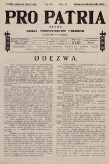 Pro Patria : organ Obozu Monarchistów Polskich. R. 2, 1925, nr 48