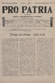 Pro Patria : organ Obozu Monarchistów Polskich. R. 2, 1925, nr 54