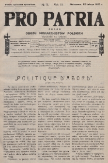 Pro Patria : organ Obozu Monarchistów Polskich. R. 3, 1926, nr 71