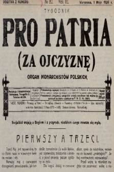 Pro Patria : organ Obozu Monarchistów Polskich. R. 3, 1926, nr 80