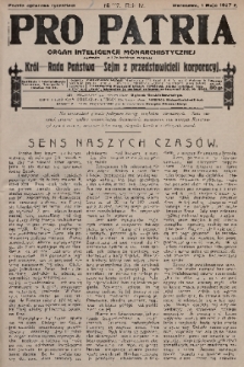 Pro Patria : organ inteligencji monarchistycznej : Król - Rada Państwa - Sejm z przedstawicieli korporacji. R. 4, 1927, nr 112
