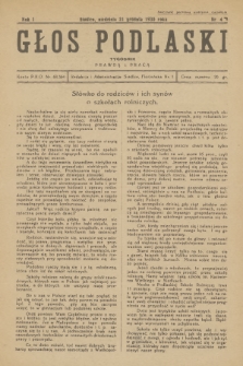 Głos Podlaski : tygodnik prawdą i pracą. R.1, 1930, nr 4