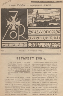 ZOR : organ Związku Oficerów Rezerwy Rzplitej Pols. Okręg Kraków. R.1, 1935, nr 3