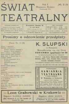 Świat Teatralny. R.1, 1912, № 3 (9)