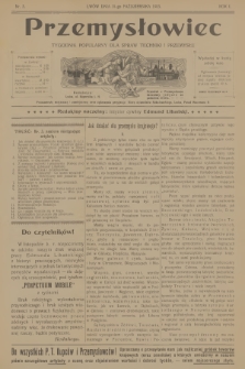 Przemysłowiec : tygodnik popularny dla spraw techniki i przemysłu. R.1, 1903, nr 5