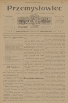 Przemysłowiec : tygodnik popularny dla spraw techniki i przemysłu. R.1, 1903, nr 11
