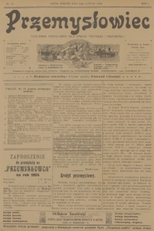 Przemysłowiec : tygodnik popularny dla spraw techniki i przemysłu. R.1, 1904, nr 19
