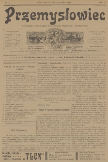 Przemysłowiec : tygodnik popularny dla spraw techniki i przemysłu. R.1, 1904, nr 23