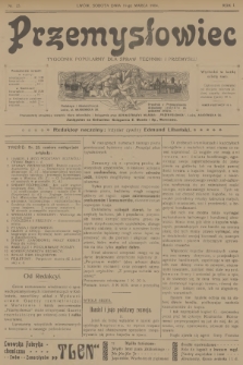 Przemysłowiec : tygodnik popularny dla spraw techniki i przemysłu. R.1, 1904, nr 25