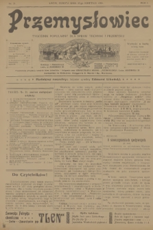 Przemysłowiec : tygodnik popularny dla spraw techniki i przemysłu. R.1, 1904, nr 31