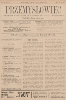Przemysłowiec : tygodnik popularny dla spraw techniki i przemysłu. R.2, 1905, nr 20