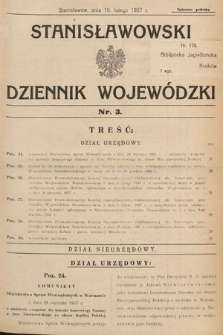 Stanisławowski Dziennik Wojewódzki. 1937, nr 3