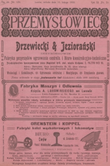 Przemysłowiec : tygodnik popularny dla spraw techniki i przemysłu. R.3, 1906, nr 20