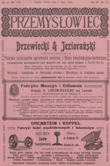 Przemysłowiec : tygodnik popularny dla spraw techniki i przemysłu. R.3, 1906, nr 41