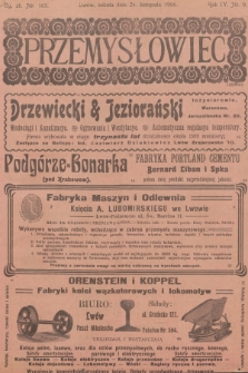 Przemysłowiec : tygodnik popularny dla spraw techniki i przemysłu. R.4, 1906, nr 9