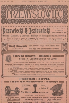 Przemysłowiec : tygodnik popularny dla spraw techniki i przemysłu. R.4, 1906, nr 10