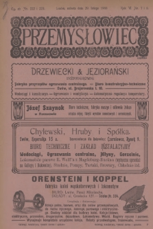 Przemysłowiec : tygodnik popularny dla spraw techniki i przemysłu. R.6, 1908, nr 7-8