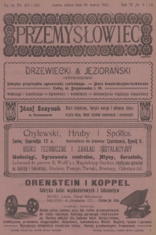 Przemysłowiec : tygodnik popularny dla spraw techniki i przemysłu. R.6, 1908, nr 9-10