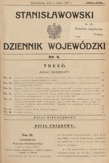 Stanisławowski Dziennik Wojewódzki. 1937, nr 5
