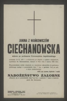 Janina z Wańkowiczów Ciechanowska [...] zasnęła w Panu dnia 3 marca 1955 roku [...]