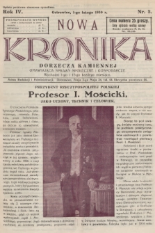 Nowa Kronika Dorzecza Kamiennej : omawiająca sprawy społeczne i gospodarcze. R.4, 1930, nr 3