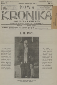 Nowa Kronika Dorzecza Kamiennej : omawiająca sprawy społeczne i gospodarcze. R.5, 1931, nr 2