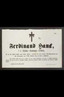 Ferdinand Hand [...] ist am 25. April 1860 [...] selig im Herrn entschlafen [...]