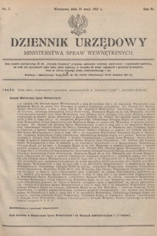 Dziennik Urzędowy Ministerstwa Spraw Wewnętrznych. 1921, nr 5